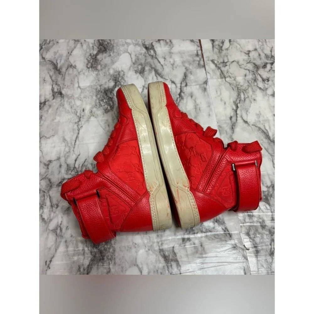 Gucci men's Guccissima dusk red Top sneakers shoes 9 G